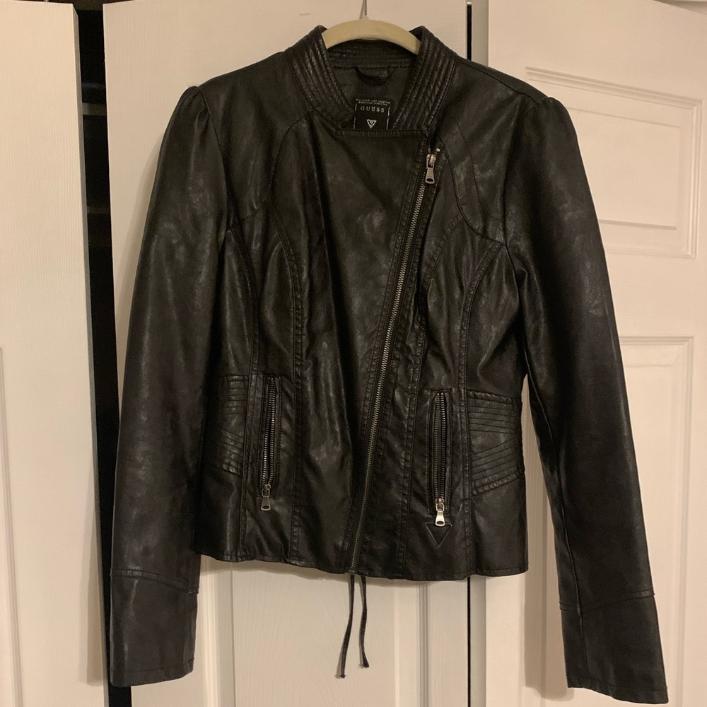 Guess Faux Leather Woman’s Jacket, Size Medium, Great Condition, Black